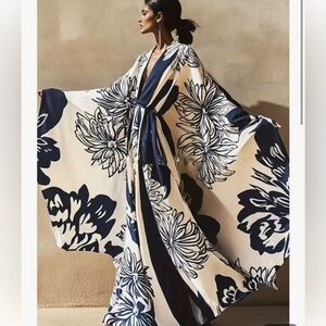 Elegant Floral Kimono Robe Dress with Belt